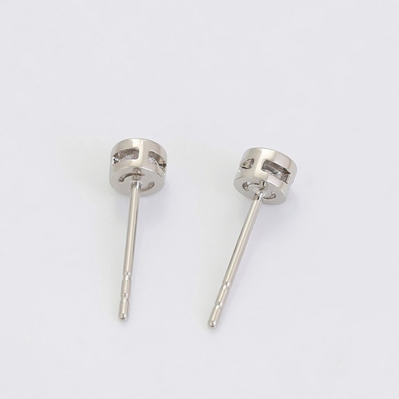 Stud Earrings Platinum Plated CZ Zirconia Luxury Jewelry - Picture 5 of 11